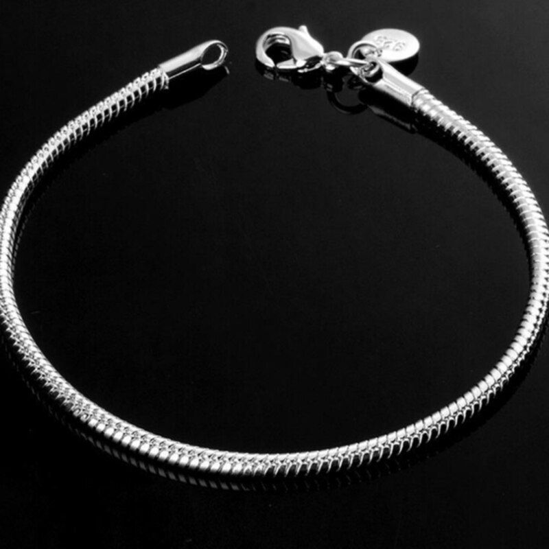 Sterling Zilver 3Mm Snake Chain Armband Voor Vrouwen Mannen Tiener Meisjes, Bedelarmband