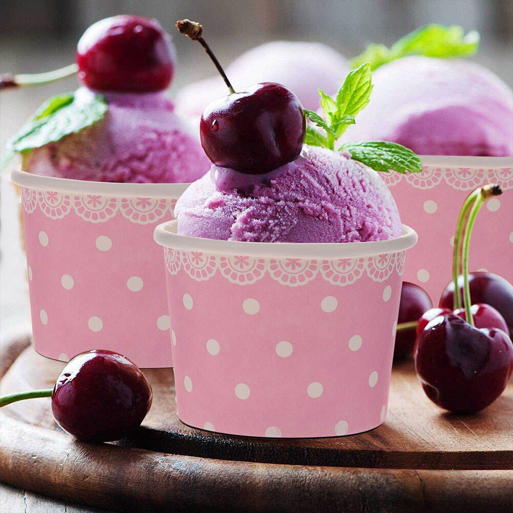 50pcs Disposable Paper Bowls Ice Cream Bowls Food Packaging Containers )