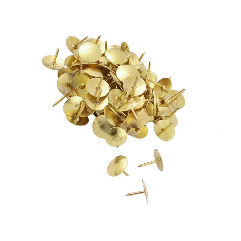 100 Pcs Pack Office Gold Tone Thumbtacks