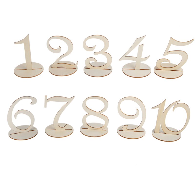 Juego de números de madera para mesa, con Base para cumpleaños, boda, , decoración, , 1-20, 10 Uds.: Type 1