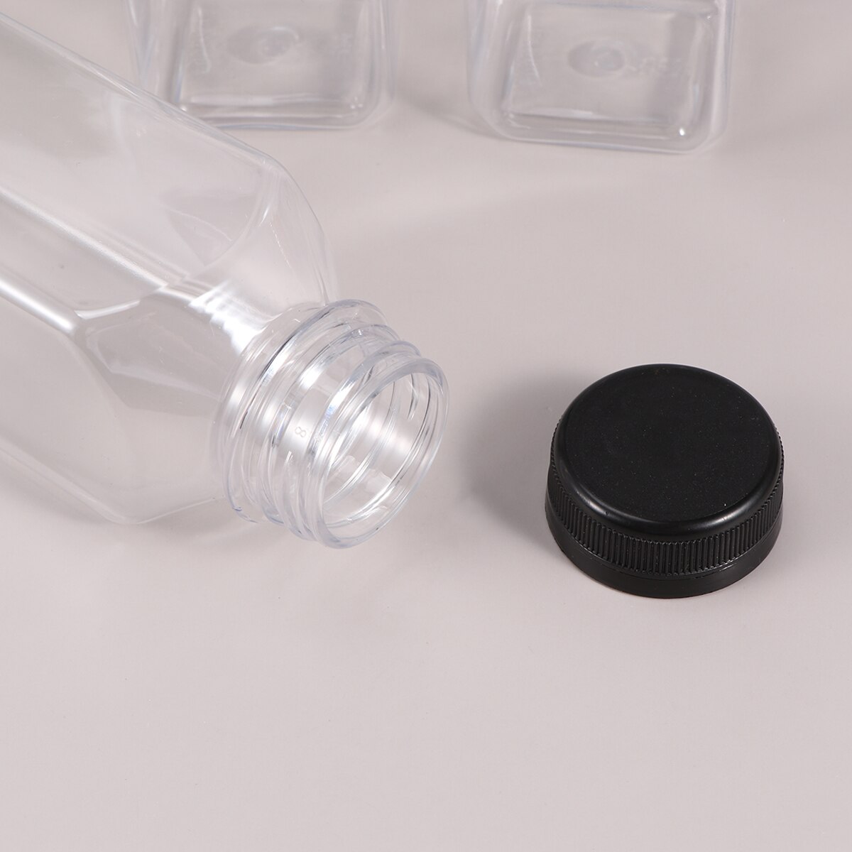 10PCS 400ml Transparent Empty Storage Containers Disposable PET Bottles with Lids for Beverage Drink Bottle Bottle Jar