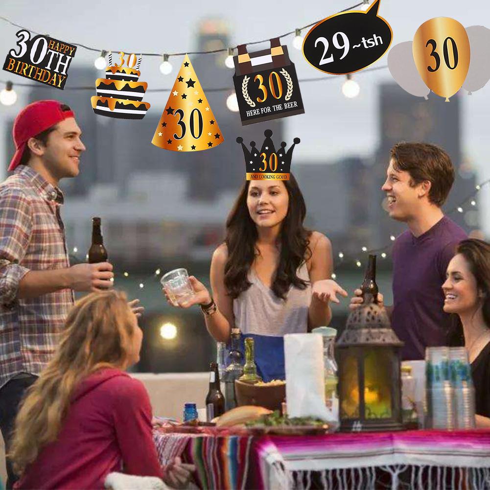 24PCS/Set Party Funny Mask PhotoProps Happy Birthday Party Supplies 30 40 50 Years Old Party Decoration Adult Photo Booth Props