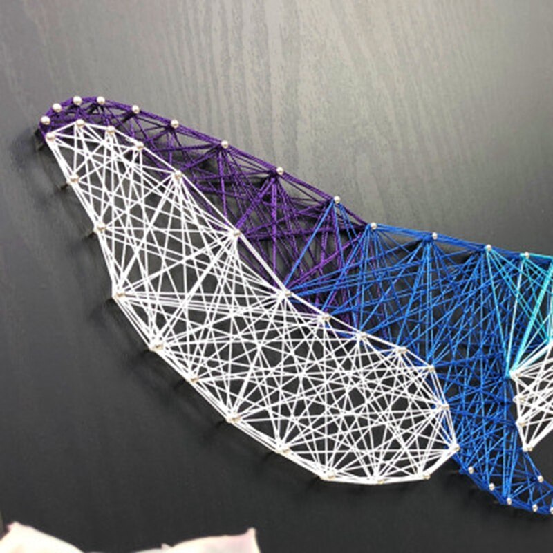 Diy Nail String Art Kit Walvis Kronkelende Lijnen Tekenen Schilderen Art Kit Met Frame 3D Garen Schilderen Pin String Art