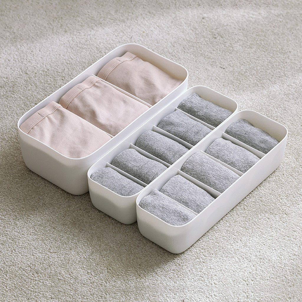 Plastic Separate Sock Underwear Storage Box Finishing Classification Box Grid Organizer Wardrobe Drawer Closet Storage Boxes