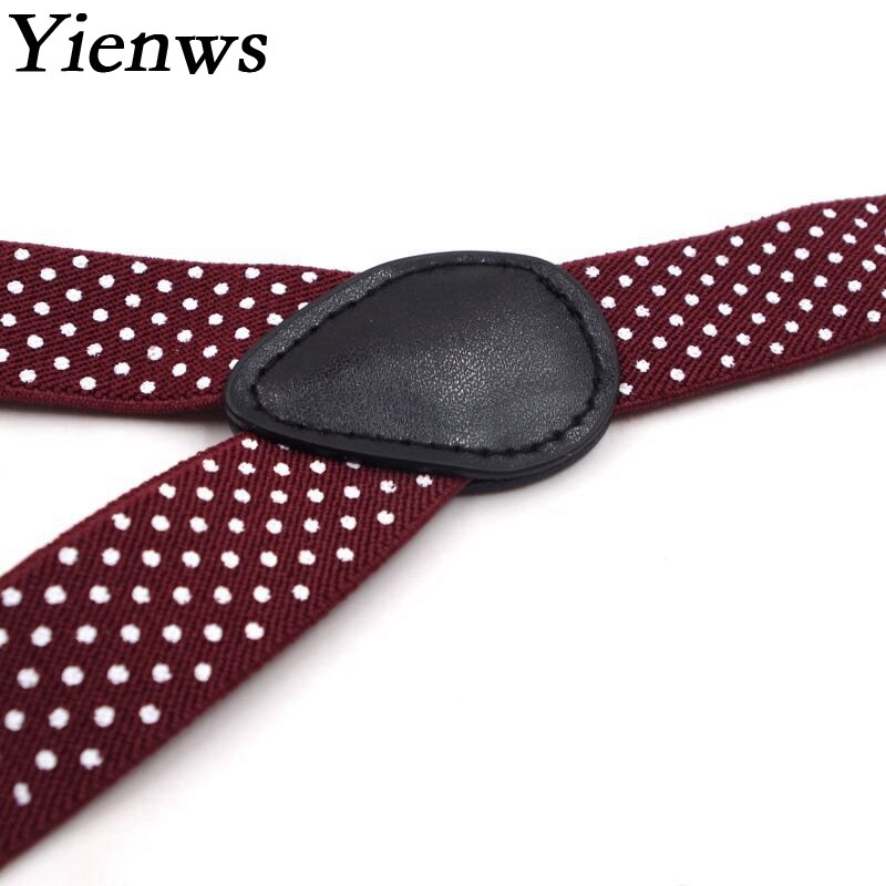 Yienws Baby Bretels Polka Dot Bretels voor Jongens 3 Clip Knop Bretels Kids Meisje Roze Bourgondië Bretelle Enfant YiA025