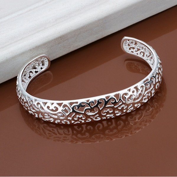 Zilveren kleur exquisite luxe prachtige mode open bangle armband hollow retro charm sieraden voorkeur B144