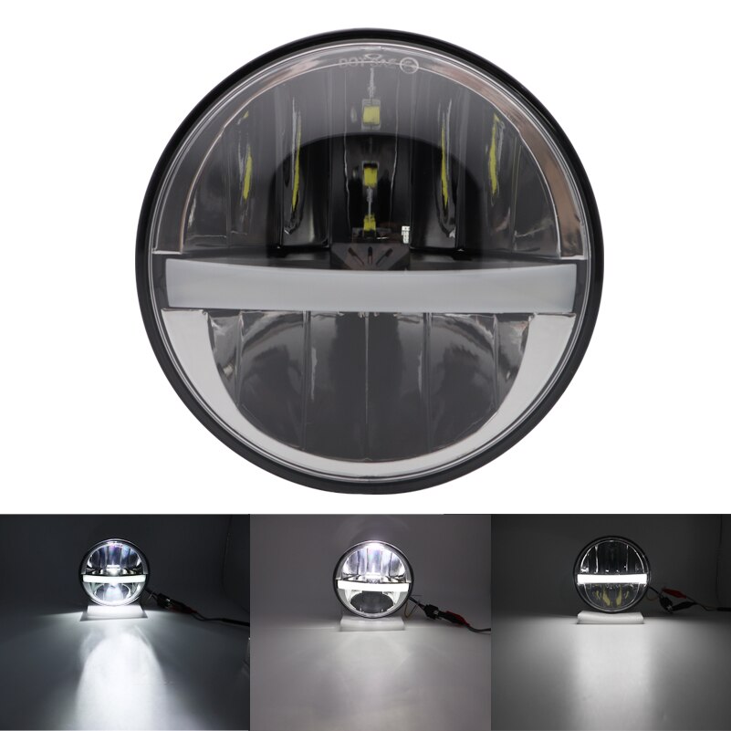 headlight for 883 Harley Dyna Sportster XL883 XL1200 5.75 inch motorcycle round led headlight assembly High power with lens: 48W Black