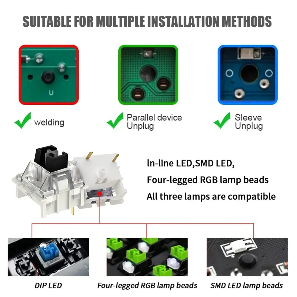 Outemu Stille/Clicky Schakelaars Mechanische Toetsenbordschakelaar 3pin Smeermiddel Rgb Gaming Mx Schakelaars Lineaire Tactiele Multicolor Transparant