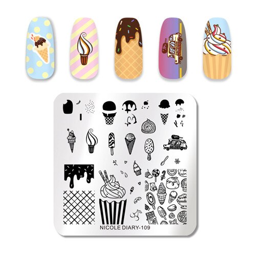 NICOLE DAGBOEK Nail Art Stempel Platen Rechthoek Bloem Planten Natuurlijke Wereld Nail Stempel Stencil voor Stempelen Polish: 6