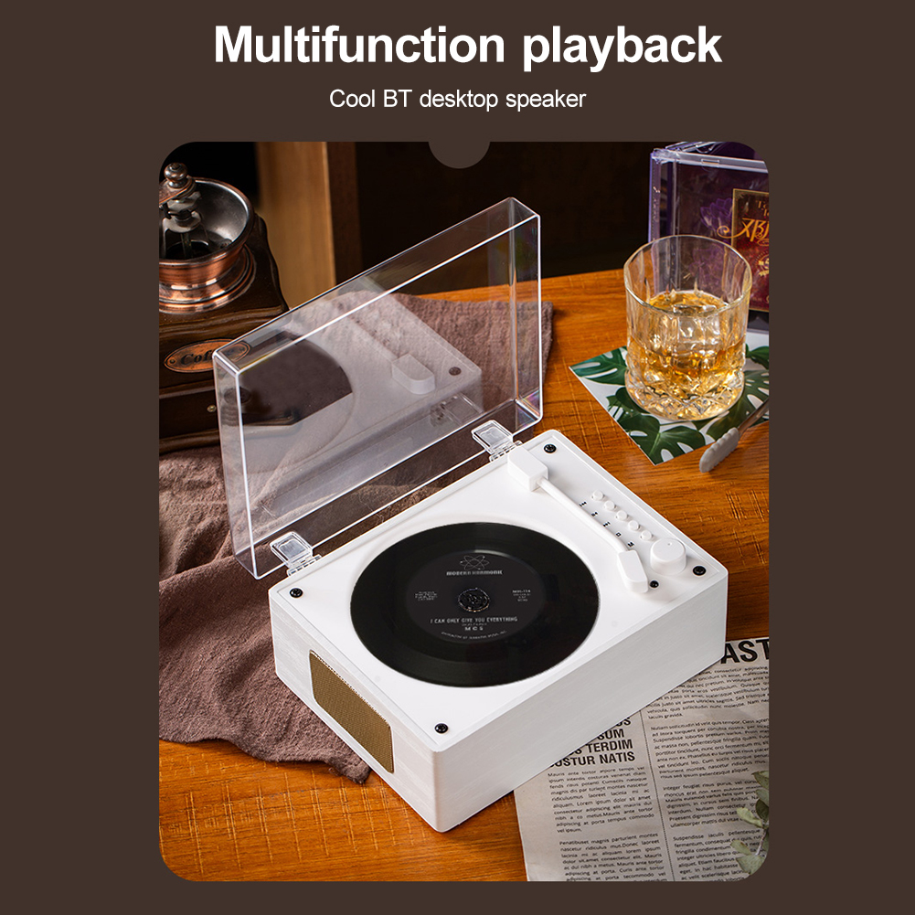 Retro-CD-Player, wiederaufladbar, kabellos, Bluetooth 5.0-Lautsprecher, tragbarer Heimmusik-Player, USB 3,5 mm AUX, Desktop-CD-Player für Telefon