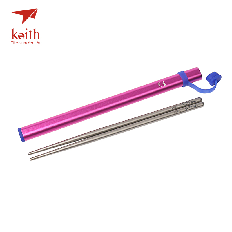 Utensilios de cocina de titanio para exterior, palillos chinos para acampar, Picnic, viaje, palillos chinos cuadrados Ti5622 Ti5822: Pink