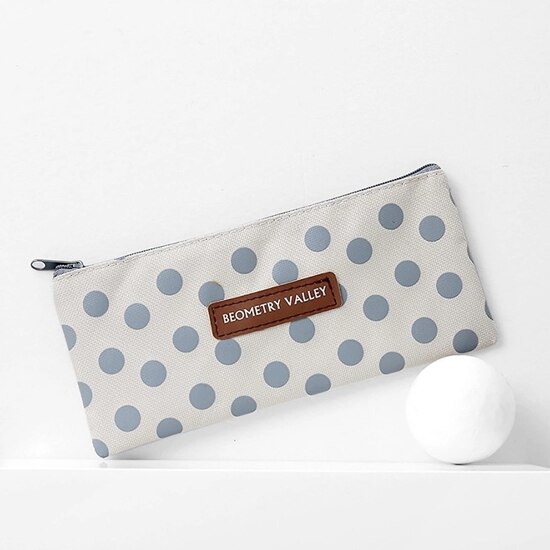 Wave Point Grid Girls Student Pencil Case School Pencil Case for Girl Boys Stationery Canvas Black Pencil Bag Box estojo escolar: C Wavelet point