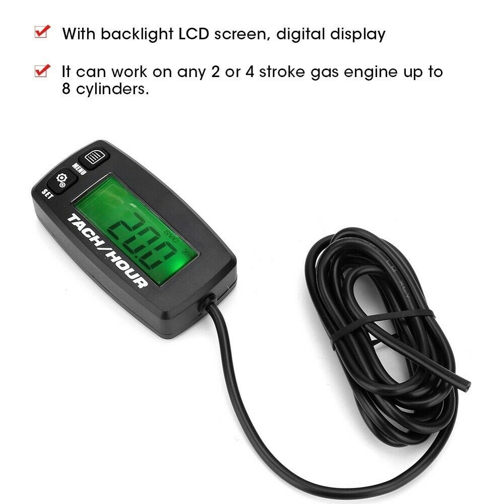 2/4 stroke Engine Digital Tachometer Backlight Rpm Measurement For Gasoline Engine Motorcycle Lawn Mower Universal Waterproof
