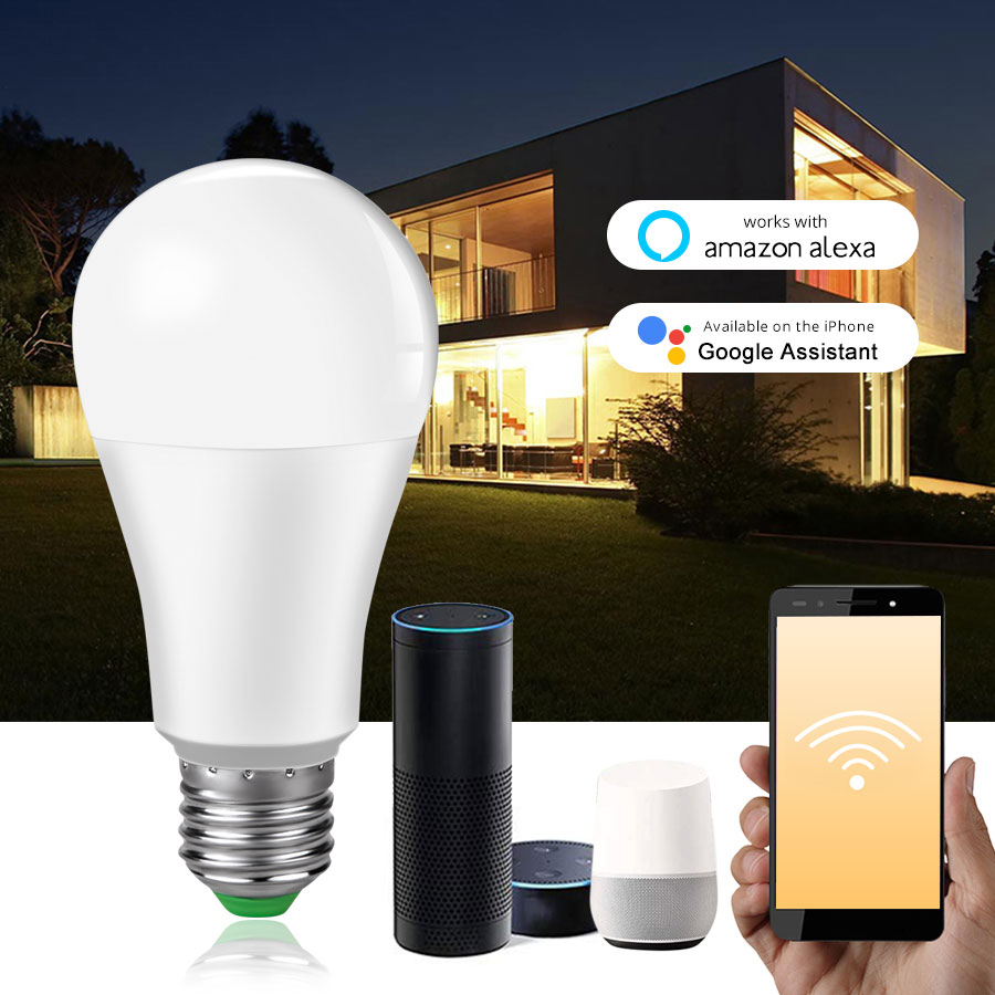 E27 B22 Wifi Clever LED-lampe 15W Intellegent Warnen Beleuchtung Dimmbare LED Lampe App Steuer Arbeit mit Alexa Google assistent
