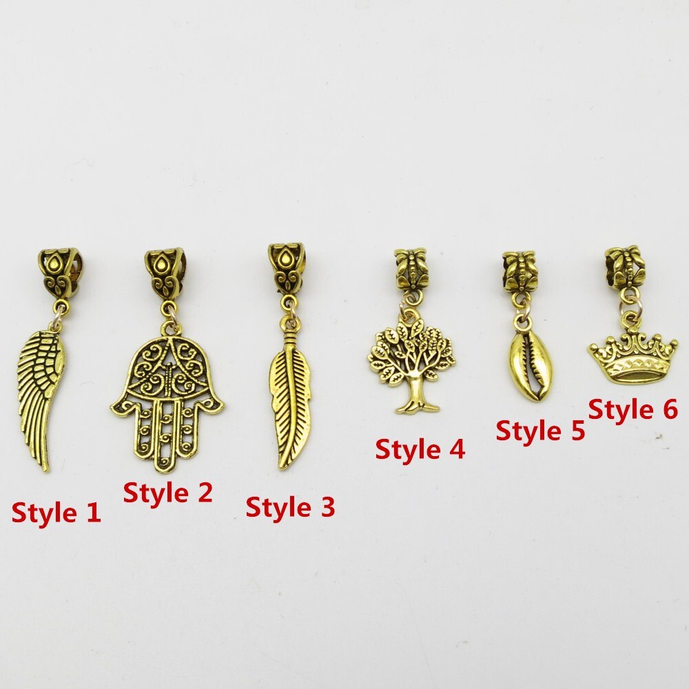 6 Stks/pak Gouden Viking Charms Haar Vlecht Dread Dreadlock Baard Kralen Manchetten Ringen Sieraden Voor Vrouwen Haaraccessoires