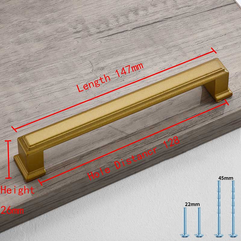 Simple Style Matte Gold Cabinet Handles Solid Aluminum Alloy Kitchen Cupboard Pulls Drawer Knobs Furniture Handle Hardware: Beige