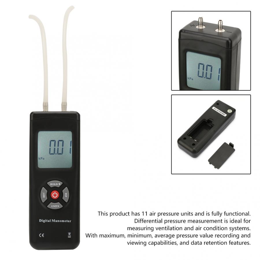 TL100 Digital Differential Pressure Gauge Handheld Differential Pressure Gauge Digital Pressure Meter Digital Manometer