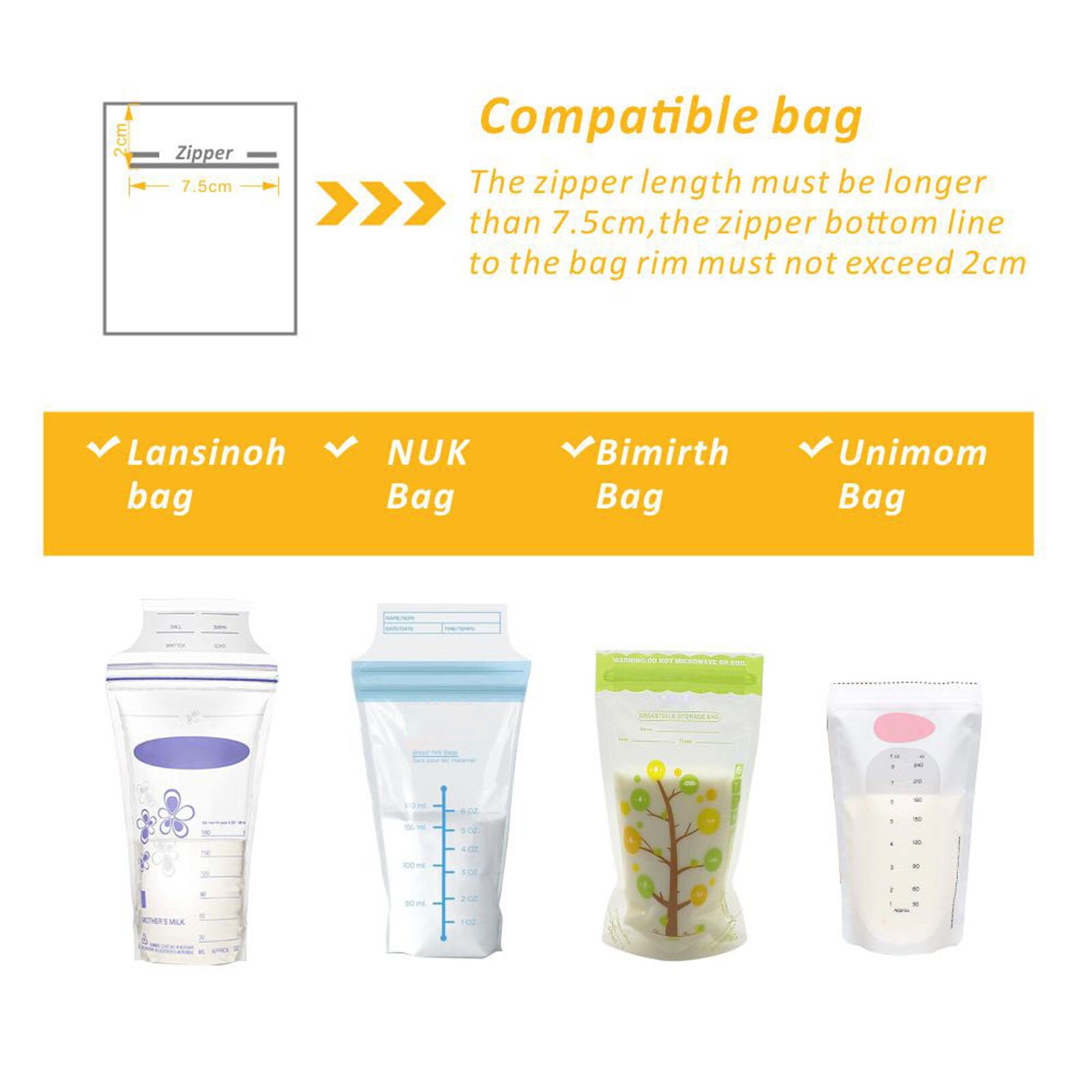 Saco de armazenamento de leite materno clipe de conversão 2 pces confortável 11*11*6cm adaptadores de saco de armazenamento de leite materno de conversão segura