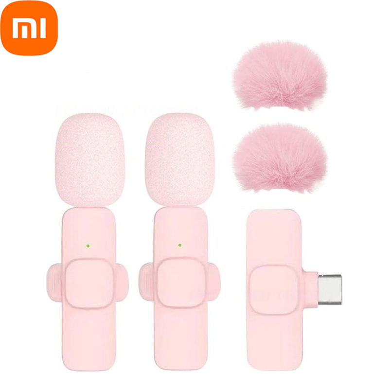 Xiaomi pinkes kabelloses lavalier-mikrofon für iphone, Android, pc, Live-Spielen, smartphone, tragbares mikrofon für Audio-- und videoaufnahmen, vlogging: Rosa