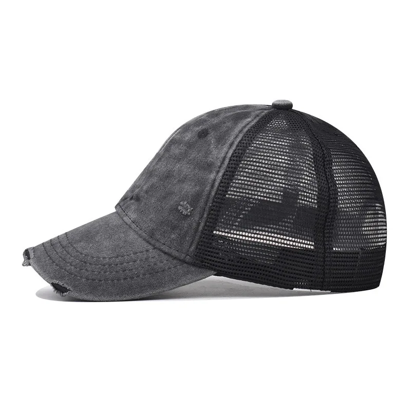 Gorra de béisbol lavada de malla de algodón transpirable para hombre y mujer, gorra de tabla ligera rasgada antigua, sombrero Vintage de primavera y verano