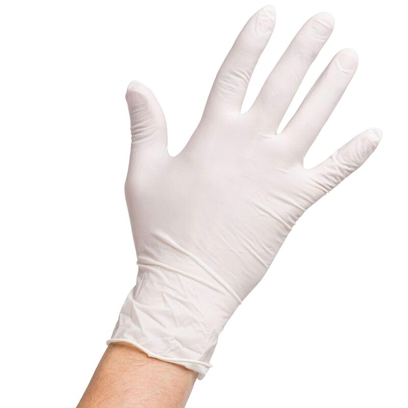 200 stuks wegwerphandschoenen van latex, wit, antislip, zuur- en alkali-laboratoriumrubber, latex handschoenen, schoonmaakmiddelen voor huishoudelijk gebruik