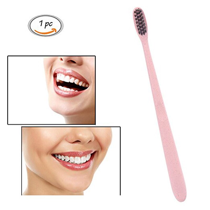 Houtskool Tandenborstel Tarwestro Fonkelende Tanden Whitening voor Volwassen Volledige Hoofd Fijne Zachte Haren Tandenborstel Bamboom Tandenborstel