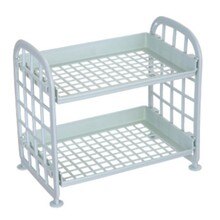 Two-layer Hollow Plastic Shelf Tabletop Kitchen Organizer Bathroom Double-layer Cosmetic Storage Shelf