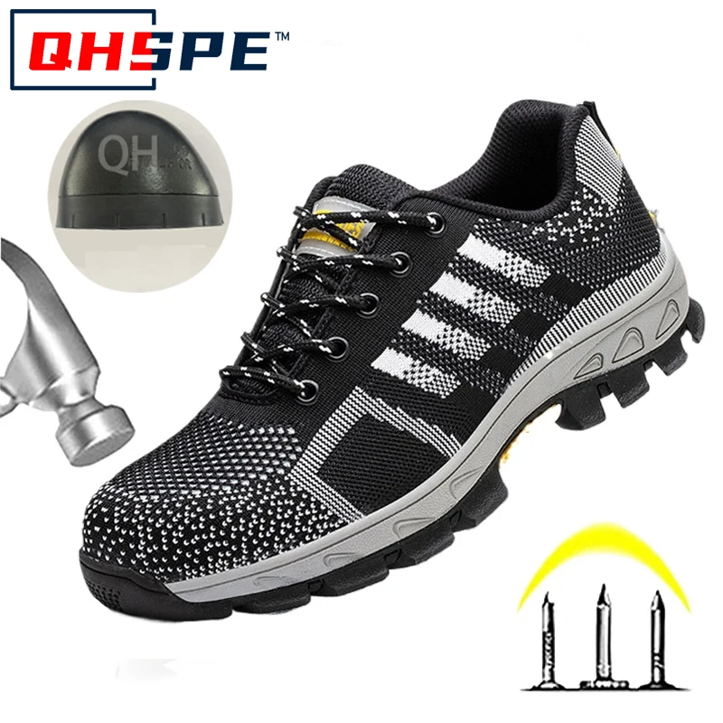 Hochwertige Arbeitssicherheitsschuhe mit Stahlkappe für Herren und Damen, pannensichere Stiefel, rutschfeste Sportschuhe: 45 / WEISS