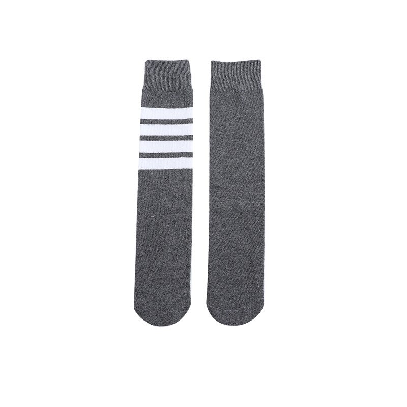 1 Pair Spring Autumn Winter Cotton Lace Double Needle Children Breathable Socks Solid Baby Girls Knee Socks School: WZ0006-Grey