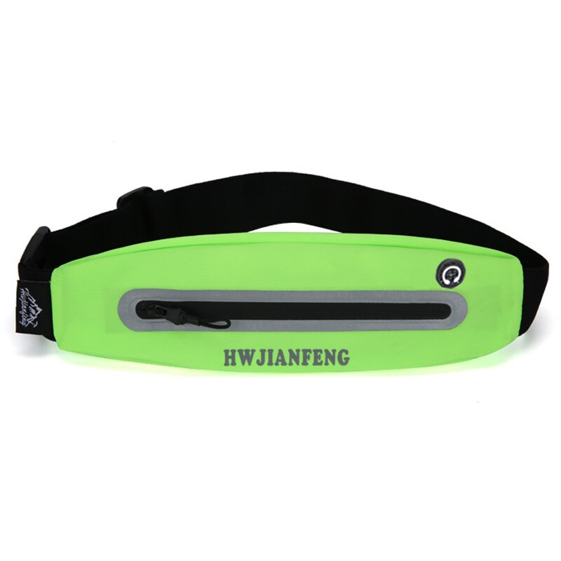 Udendørs sport løbende talje taske med hovedtelefon hul bæltetaske vandtæt med nat reflekterende stripgym bæltetaske: Grøn