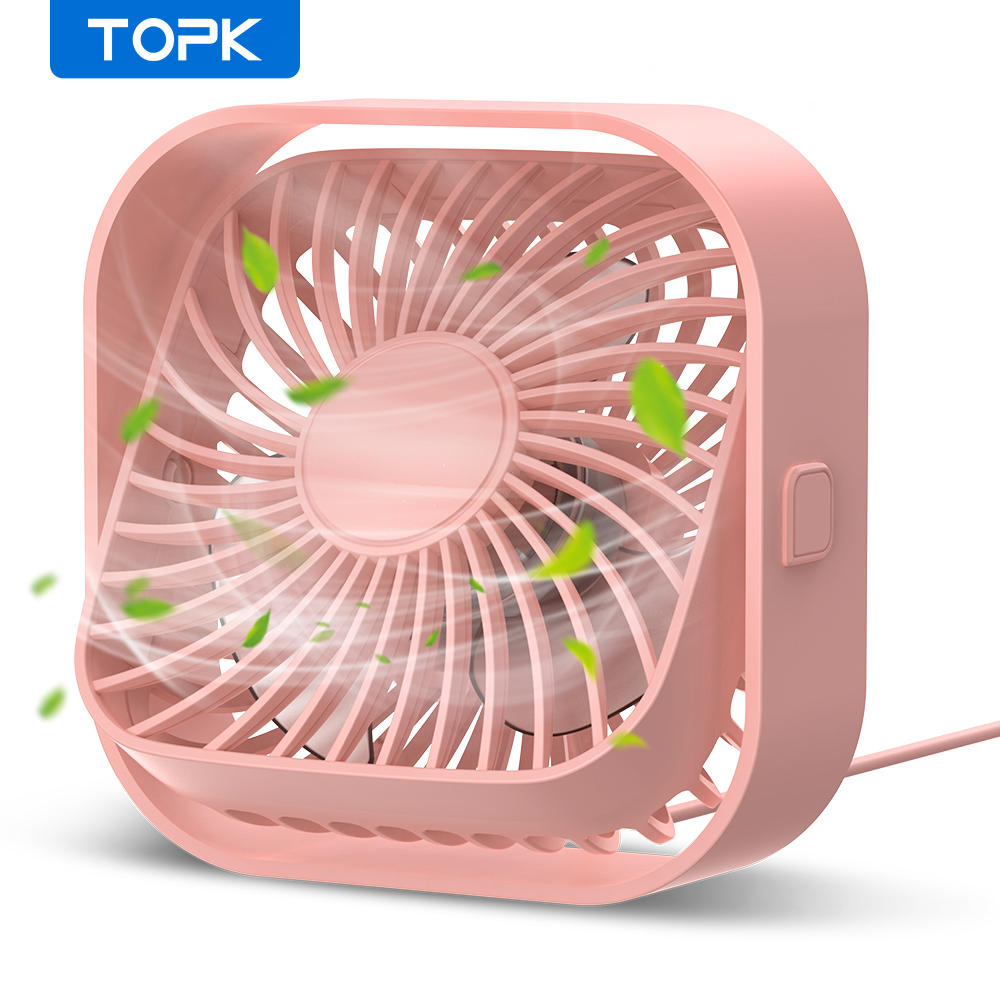 TOPK Mini ventilateur Portable USB ventilateur de bureau Table flux d'air fort et fonctionnement silencieux 3 vitesses vent 360 ° Ventilateurs sur pied rotatifs pour chambre maison: Bourgogne
