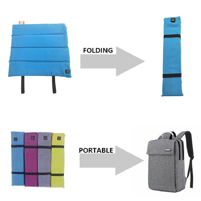 Batteria ricaricabile cuscino per sedile termico autoportante cuscino riscaldante elettrico USB piegato riscaldatore elettrico portatile per esterno