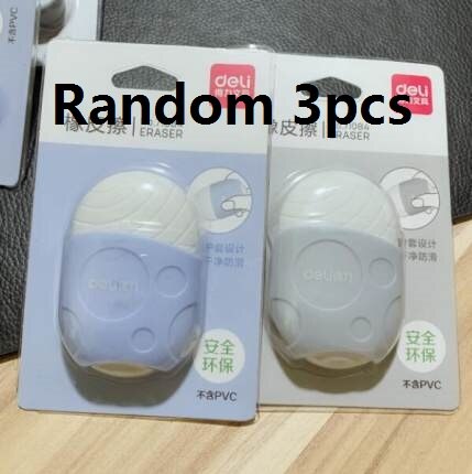 Safe Material TPR Eraser Pushing Type With Protect Cover White Pencil Eraser Kids Students Draw Sketch School Supplies 71084: 71084 3pcs