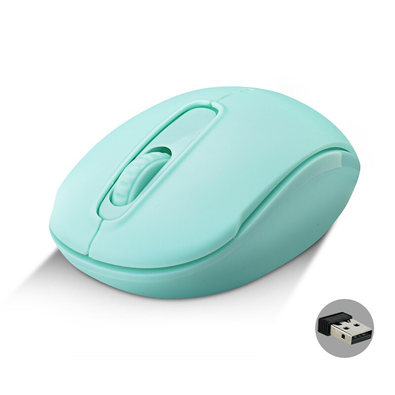 USB Wireless Mouse Solid Color Ergonomic Optical Mice Laptop Game Player JR Deals: Green