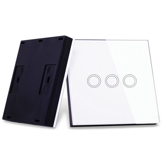 Eu Standard Double Control Switch Wireless Remote Control Transmitter 433 Mhz Glass Panel Switch Shape For Wall Light: 3 gang W transmitter