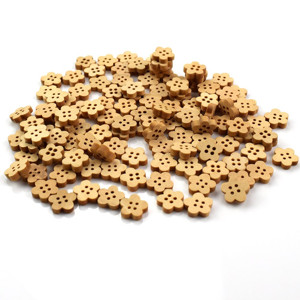 100Pcs Natuurlijke Mix Bloem Patroon Houten Knopen Scrapbooking Carft Voor Woondecoratie Party Ornament Diy Houten Knop