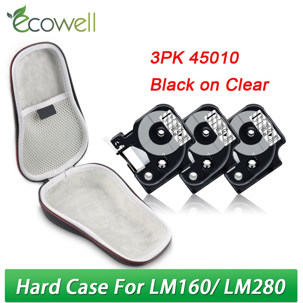 Ecowell przenośna torba podróżna dla Dymo LabelManager 160 280 D1 45013 LM160 drukarka do etykiet pokrowiec EVA ochronny podręczny schowek: 1 Case 3PK Set 5