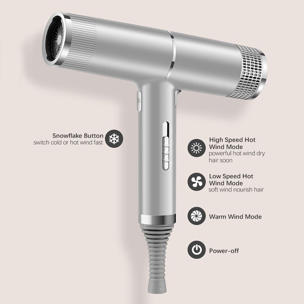 Negative Ion Hair Dryer Powerful Anion Cold Wind Fast Dry Constant Temp Snowflake Button Blower anti-static Hair Tools