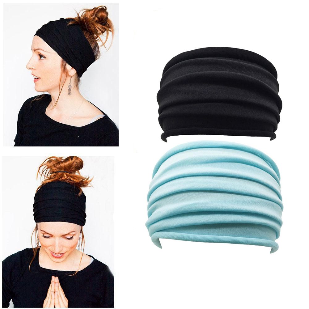 New 2- color running accessory, pleated yoga headband, wide sports headband, turban, running headwrap, stretch hair band