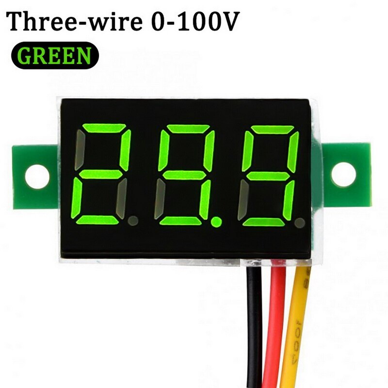 Mini Three-wire 0-100V DC Digital Voltmeter, Voltmeter With Reverse Polarity Protection, Circuit Measurement Voltmeter: green  0-100V