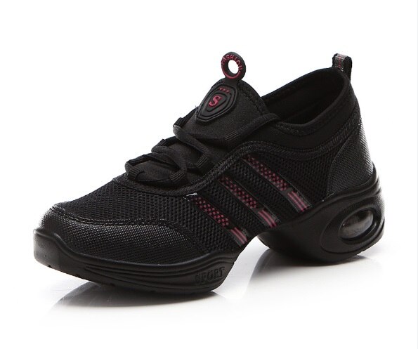 Taille 34-41 femmes Jazz Hip Hop chaussures de danse pratique baskets filles respirant moderne rue Salsa Rumba pratique chaussures de danse: Black / 8.5