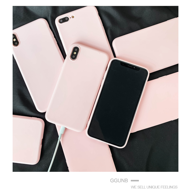 Funda de teléfono rosa claro para iphone X XS Max XR X 8 7 6S 6 Plus SE 11 12 13 Pro Max 12 mini fundas traseras suaves de silicona