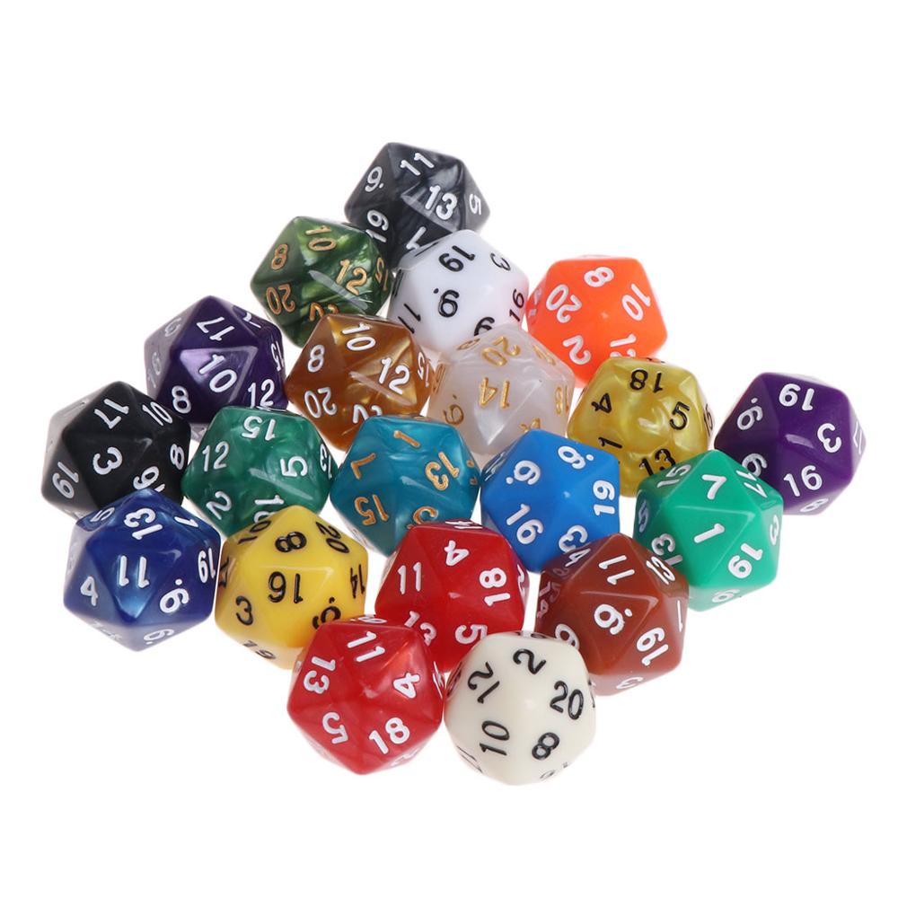 20 pièces Multicolore Acrylique Cube Dés Perles multiaspect Portable Table Jeux Jouet