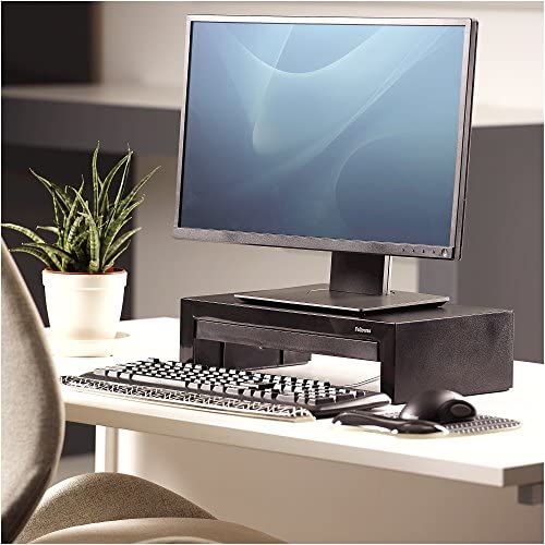 Fellowes Suites-height-adjustable computer monitor lift Holder features storage tray