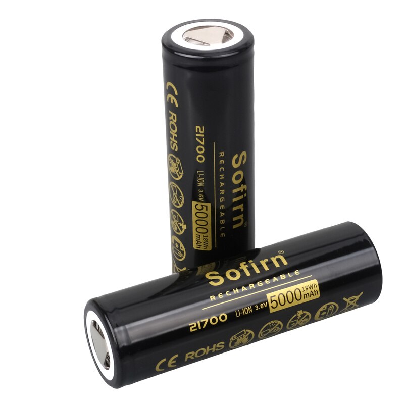 Sofirn High Drain 21700 Battery 5000mah li-ion Battery High Power Discharge 3.7V 21700 Cell Rechargeable batteries: 2 pieces