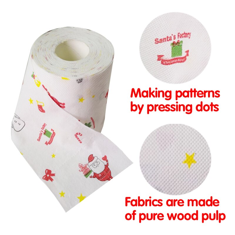 1pcs Roll Paper Santa Toilet Paper Towel Printing Interesting Pattern Family Bathroom Living Room Toilet Paper For Decoration