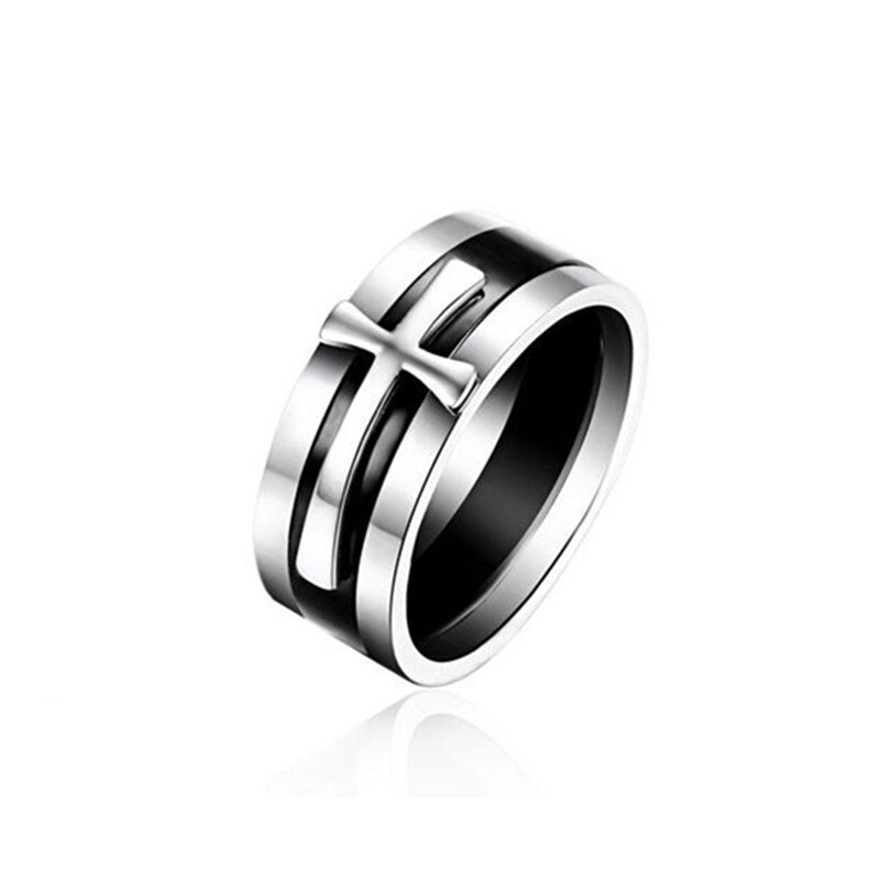 316l roestvrijstalen ringen casual party ring 8mm driedelige kruisring voor mannen