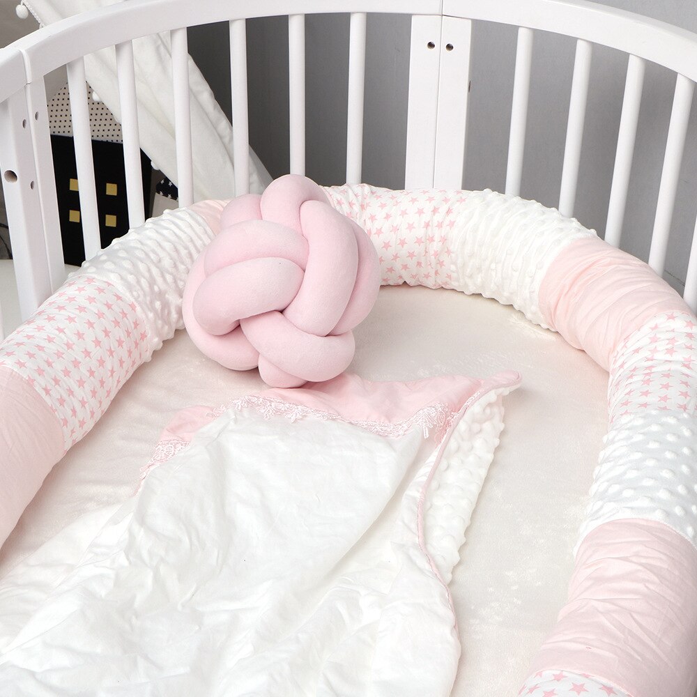 Newborn Baby Bed Splice Bumper Long Pillow Children Sleeping Anti-collision Bed Back Children Room Bumper Bedding Decoration: Pink 250cm