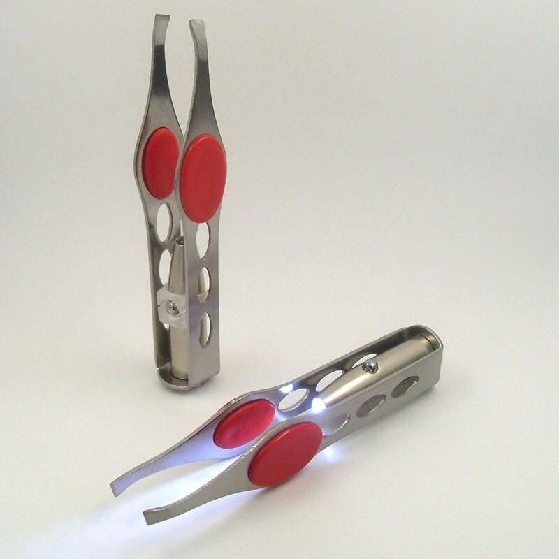 Mini pinzas para cejas, herramientas de belleza para maquillaje de cejas, pinzas para depilación, pinzas para cejas con lámpara LED con clip