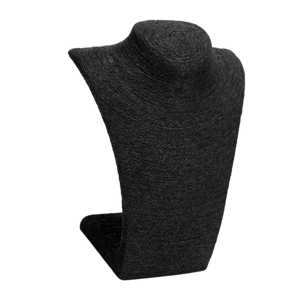 Simple Necklace Pendant Display Bust Mannequin Stand Holder Rack, Linen, Stable, 3 Sizes/6 Color: Black M